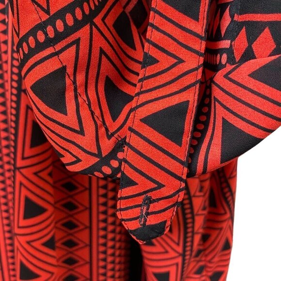 DENIM 24/7 Womens Top Plus Size 32W Coral Red Black Tunic Blouse Aztec Boho - Picture 12 of 13